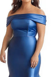 Royal Blue Mermaid Satin Maxi Plus Size Mother of the Bride Dress