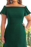 Dark Green Satin Long Plus Size A Line Mother of the Bride Dress