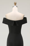 Maxi Mermaid Off the Shoulder Black Formal Dress with Slit