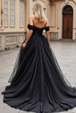 Black Ball Gown Sweep Train High Low Wedding Dress with Ruffles