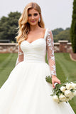 Ivory Ruched Ball Gown Sweetheart Sweep Train Wedding Dress