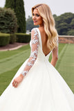 Ivory Ruched Ball Gown Sweetheart Sweep Train Wedding Dress