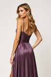 Purple A Line Sweetheart Keyhole Long Prom Dress with Slit