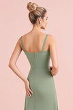 Eucalyptus Sheath Chiffon V-Neck Maxi Bridesmaid Dress
