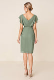 Petite Eucalyptus Chiffon V-Neck Midi Bridesmaid Dress with Sash