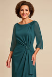 Peacock Sheath Chiffon Long Mother of the Bride Dress with Slit