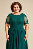 Pine Appliqued Chiffon Long Mother of the Bride Dress