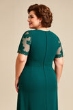 Pine Appliqued Chiffon Long Mother of the Bride Dress