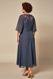 Twilight Appliqued Chiffon Plus Size Long Mother of the Bride Dress