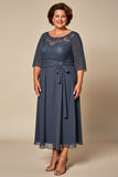 Twilight Appliqued Chiffon Plus Size Long Mother of the Bride Dress
