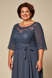 Twilight Appliqued Chiffon Plus Size Long Mother of the Bride Dress