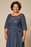 Twilight Appliqued Chiffon Plus Size Long Mother of the Bride Dress