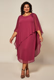 Desert Rose Chiffon A Line Plus Size Tea Length Mother of the Bride Dress