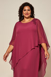 Desert Rose Chiffon A Line Plus Size Tea Length Mother of the Bride Dress