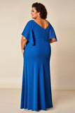 Royal Blue A Line Chiffon Maxi Mother of the Bride Dress