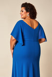 Royal Blue A Line Chiffon Maxi Mother of the Bride Dress