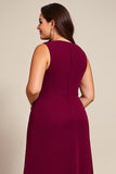 Plus Size Burgundy A Line One Shoulder Chiffon Mother of the Bride Dress