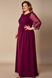 Burgundy Plus Size A Line Mother of the Bride Dress