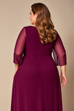 Burgundy Plus Size A Line Mother of the Bride Dress