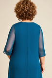 Ink Blue Chiffon Plus Size Mother of the Bride Pantsuit with Ruffles