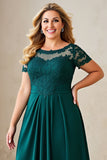 Pine Appliqued Asymmetrical Plus Size Mother of the Bride Dress