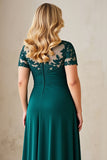 Pine Appliqued Asymmetrical Plus Size Mother of the Bride Dress