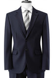 Dark Blue Notched Lapel 3 Pieces Slim Fit Groomsmen Suits