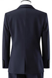 Dark Blue Notched Lapel 3 Pieces Slim Fit Groomsmen Suits