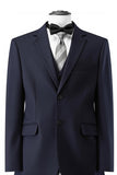 Dark Blue Notched Lapel 3 Pieces Slim Fit Groomsmen Suits