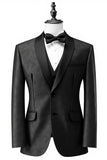 Men's Black Jacquard Shawl Lapel 3 Pieces Prom Suits
