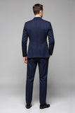 3 Piece Navy Pinstripe One Button Notched Lapel Men's Suits