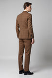 3 Piece Slim Fit Plaid Brown Notched Lapel Men's Suits