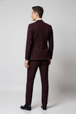 Burgundy 2 Piece Notched Lapel Slim Fit Men's Suits