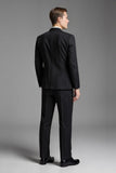3 Piece Solid Black Slim Fit Notched Lapel Men's Suits