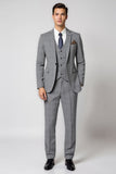 Grey Notched Lapel 3 Piece Single Breasted Men's Formal Suits