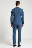 3 Piece Notched Lapel Single Breasted Blue Men's Formal Suits