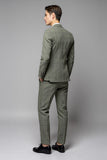 Men's Grey Green Plaid 3 Pieces Notched Lapel Prom Suits