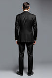 Black 2 Piece Notched Lapel Single Breasted Men's Prom Suits