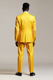Yellow 2 Piece Peak Lapel Double Breasted Men's Prom Suits
