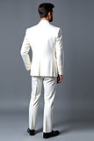 Classic White Slim Fit Single Breasted 3 Piece Notched Lapel Men's Suit