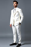 Classic White Slim Fit Single Breasted 3 Piece Notched Lapel Men's Suit
