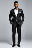 Black Slim Fit 2 Piece Notched Lapel Men's Suit