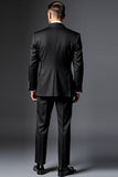 Black Peak Lapel 2 Piece Single Breasted Printed Men's Suits