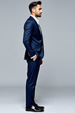 Dark Blue 2 piece Single Breasted Notched Lapel Slim fit Men's Suit