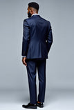 Dark Blue Notched Lapel 2 Piece Single Breasted Men's Suits