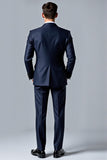 Dark Blue Notched Lapel Single Breasted 2 Piece Men's Suits
