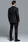 Black 3 Piece Peak Lapel Striped Men's Party Suits