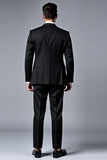 Black Notched Lapel 3 Piece Striped Men's Prom Suits