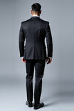Black 3 Piece Notched Lapel Single Breasted Men's Prom Suits