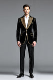 Black Single Breasted 2 Piece Peak Lapel Men's Prom Suits